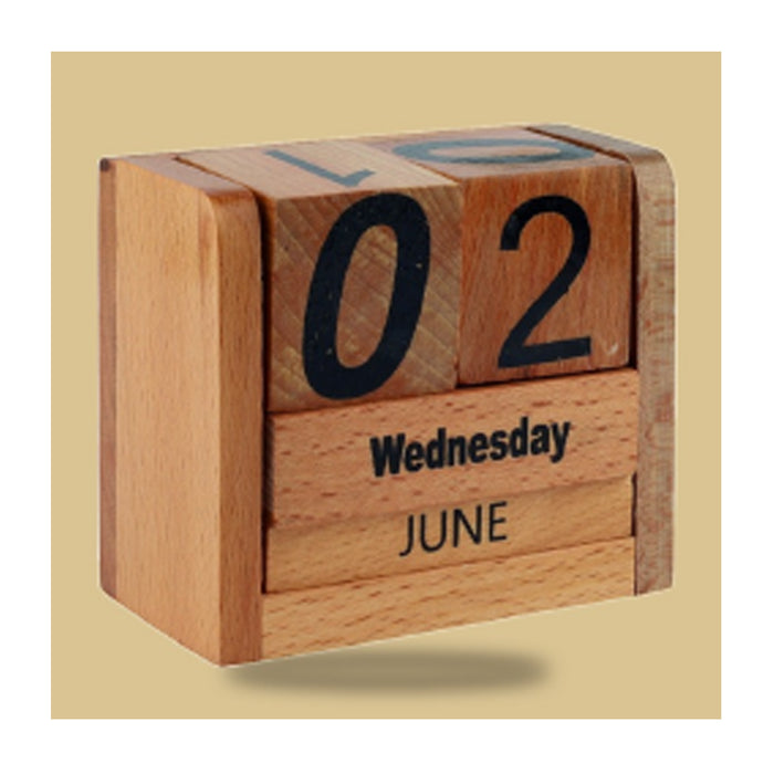 Wooden Perpectual Calendar Pen Stand - DW  5206