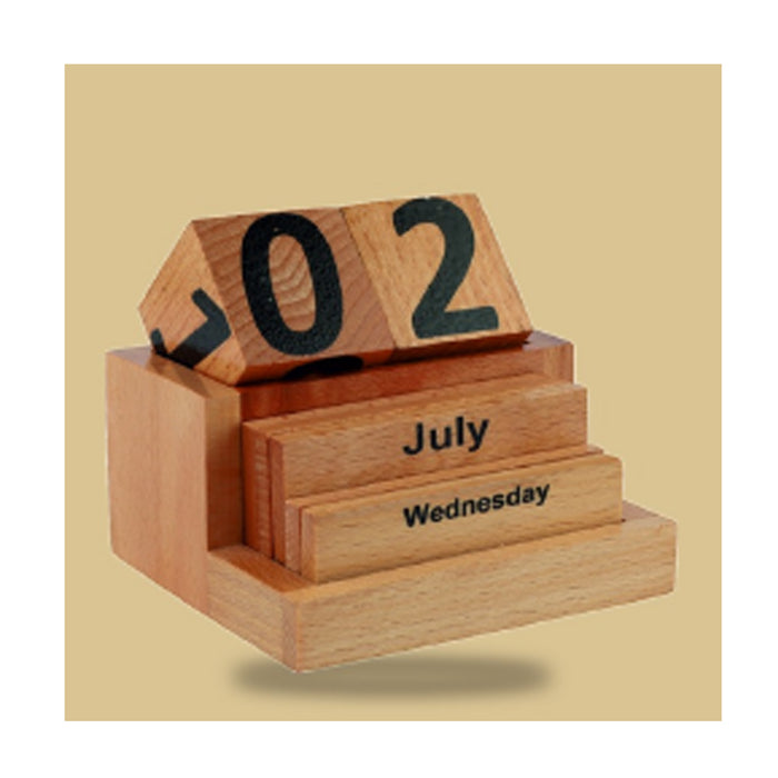 Wooden Perpectual Calendar Pen Stand - DW  5207