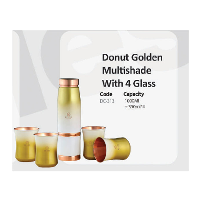Donut Golden Multishade  Bottle With 4 Glass   DC-313