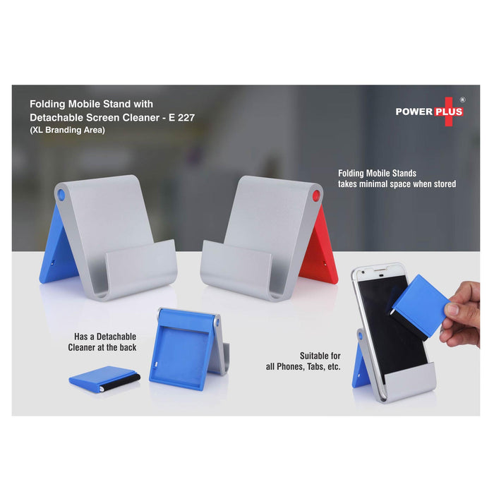 Folding mobile stand with detachable screen cleaner (XL  branding area) - E 227