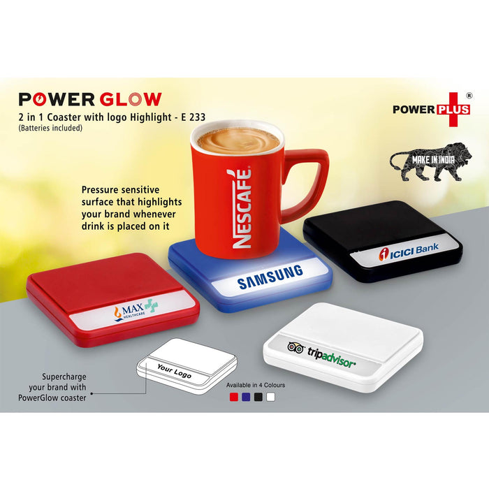 Power Glow coaster with logo highlight (batteries included))  -  E 233