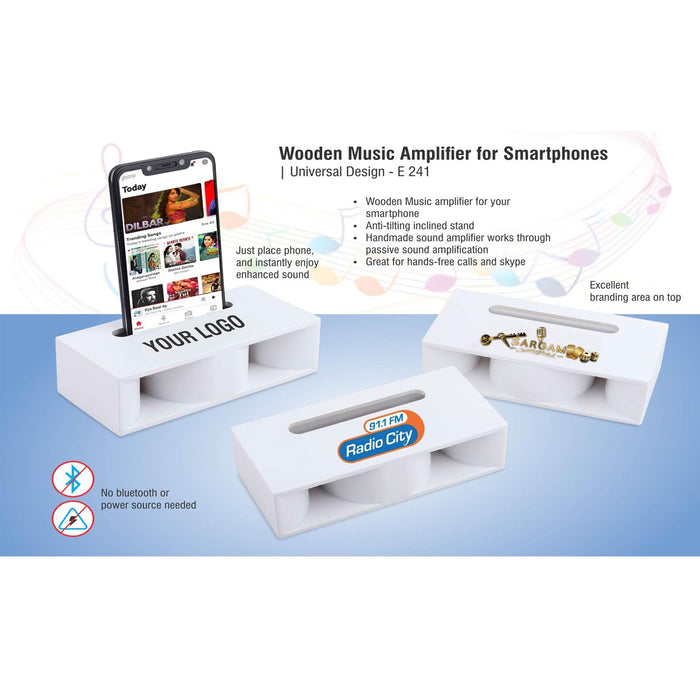 Wooden Music Amplifier for Smartphones | Universal Design (printing included MOQ 100 pc)    -  E 241