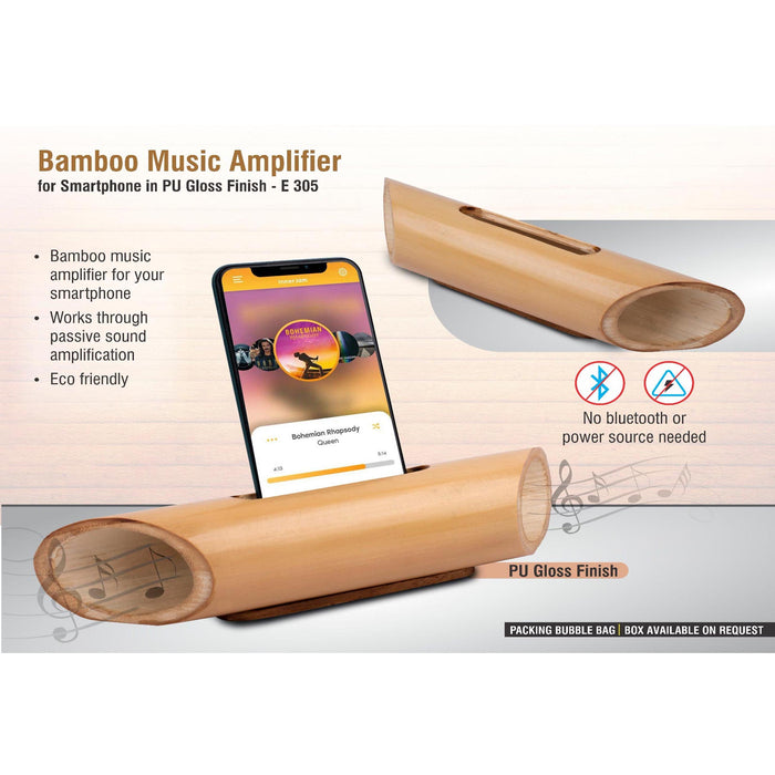 Bamboo Music Amplifier for Smartphones in PU gloss finish |  Universal Design - E 305