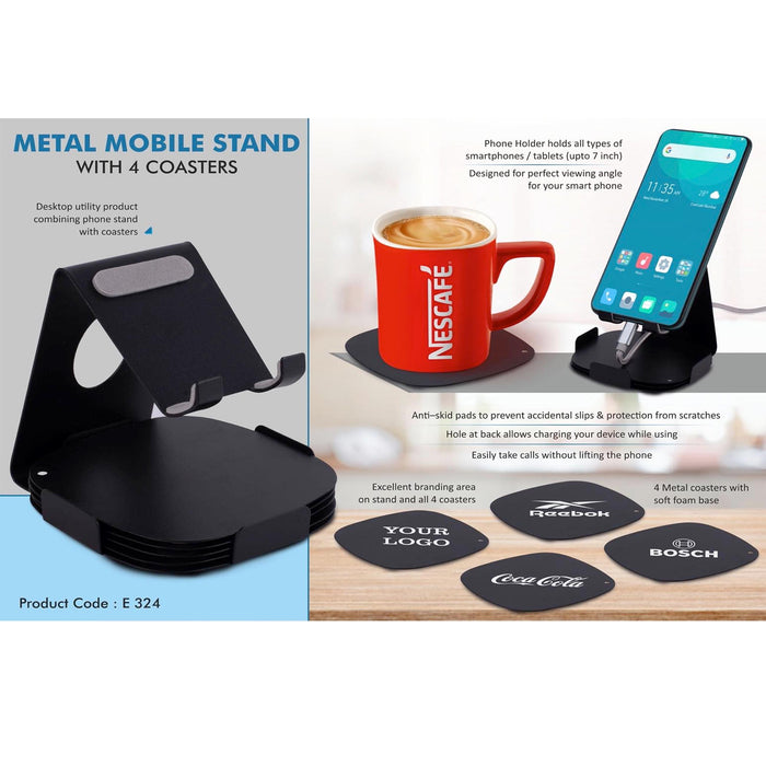 Metal mobile stand with 4 Coasters  -  E 324