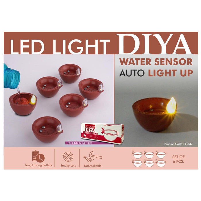 LED light diya Set of 6 | Water sensor auto light  - E  337