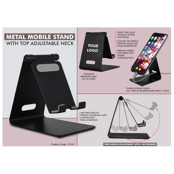 Metal mobile stand with top adjustable neck | Oval cable slot -  E  341