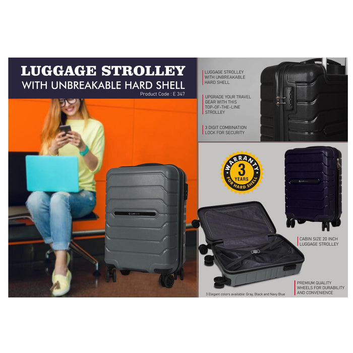 Cabin Size 20 inch Luggage Strolley with Unbreakable Hard  Shell | High quality wheels - E 347