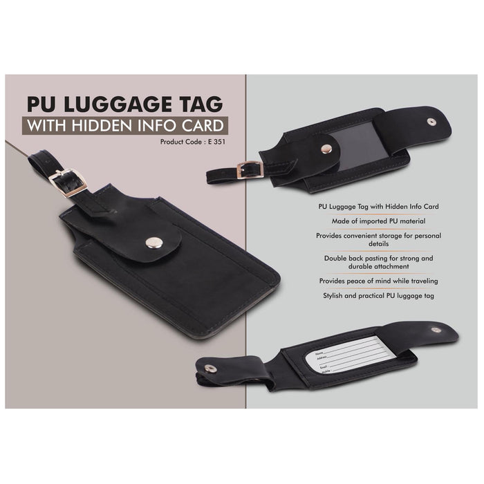 PU Luggage Tag with Hidden Info Card | Double back pasting -  E 351