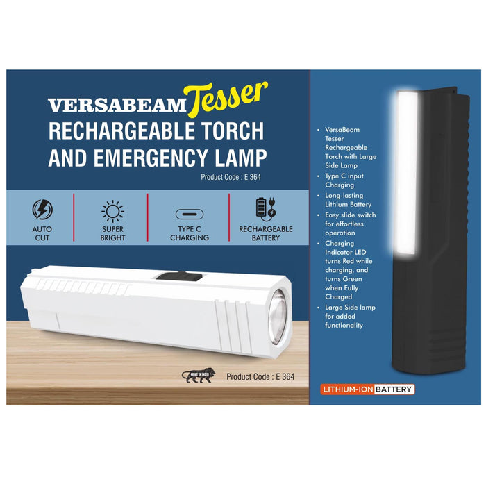 VersaBeam Tesser: Rechargeable Torch with Emergency Lamp  | Type C Charging -  E 364