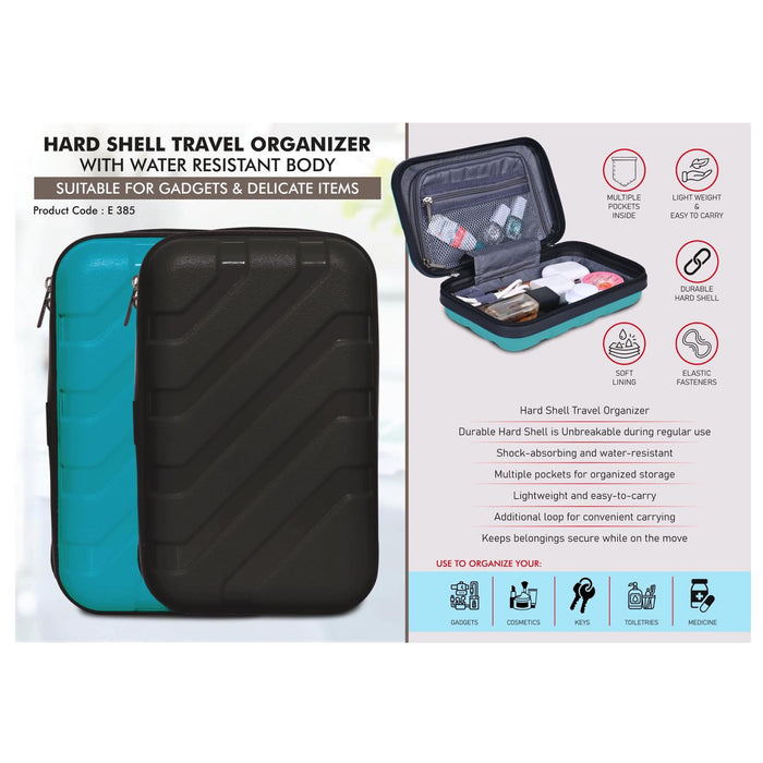 Hard Shell Travel Organizer with unbreakable shell | Suitable for  Gadgets & Delicate items | Shock absorbing & Water Resistant - E 385