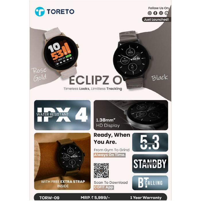 Toreto Eclipz O Smart Watch