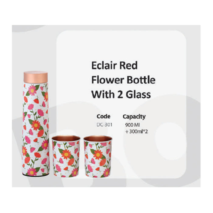 Eclair Red Flower Bottle With 2 Glass   DC-301