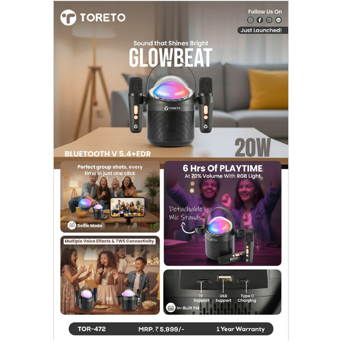 Toreto  GlowBeat   Bluetooth Speaker