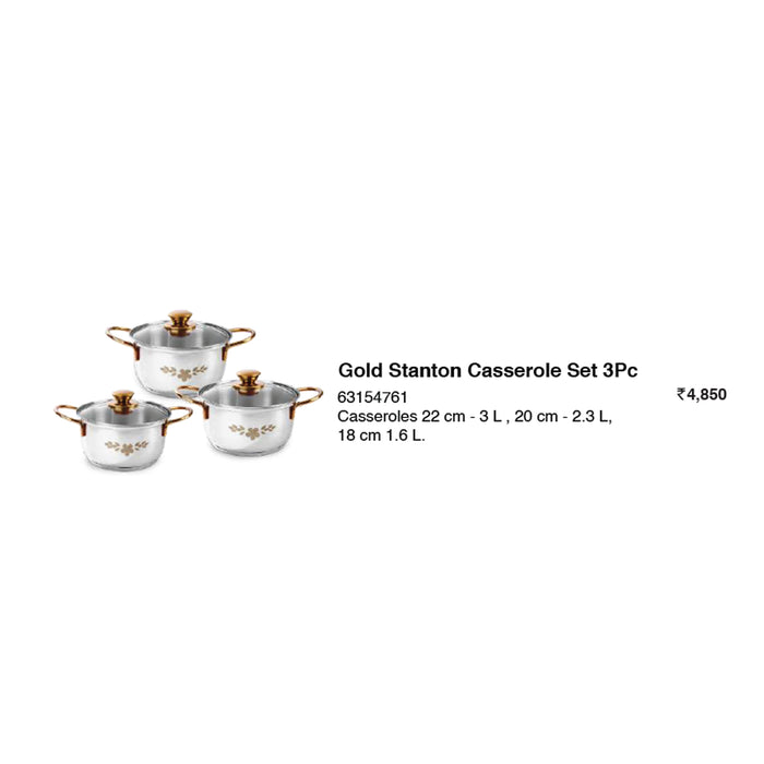 Wonder Chef - Gold Stanton Casserole Set 3 Pc