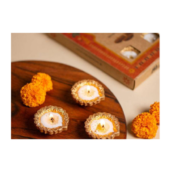 Golden Diya Candles (Set Of 6)