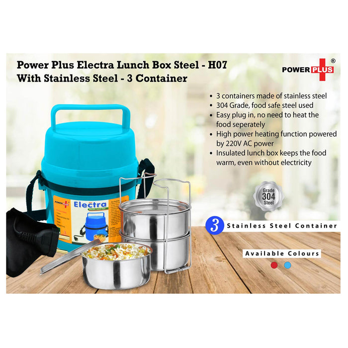 Power Plus Electra Lunch Box Steel | 3 Container  - H 07