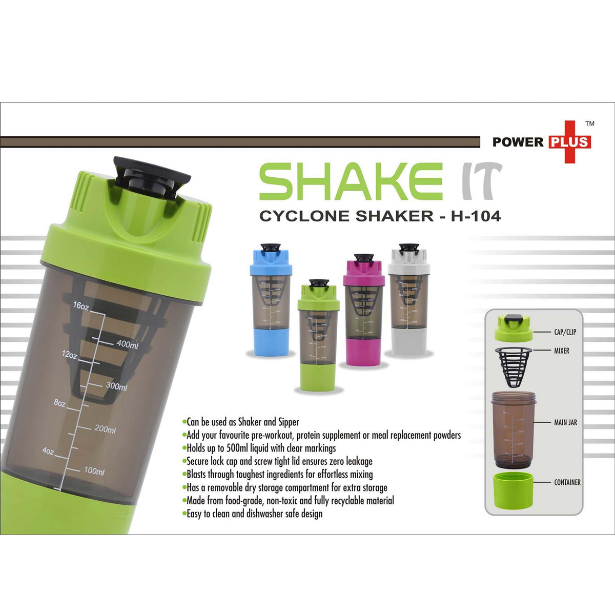 Blizzard Shaker with mixer handle (with supplement basket) - Power