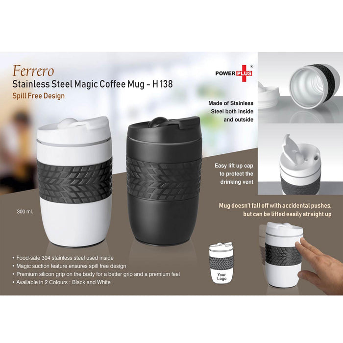 Ferrero Stainless Steel Magic Coffee Mug (300 ml approx) (Spill free design)  - H 138