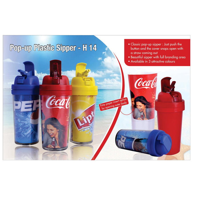 Pop-up plastic sipper (paper not included - H 14
