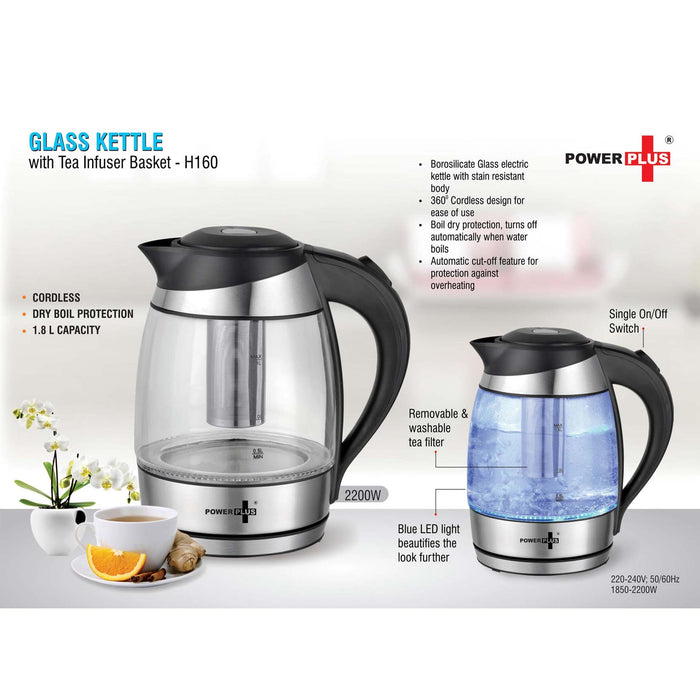 Glass Kettle with Tea infuser basket - H 160