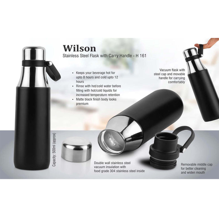 Wilson: Stainless steel flask with carry handle (500 ml- H 161