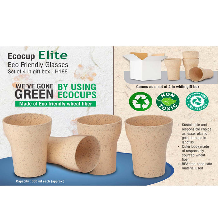 EcoCup Elite: Eco Friendly Glasses | Set of 4 in gift box  - H 188