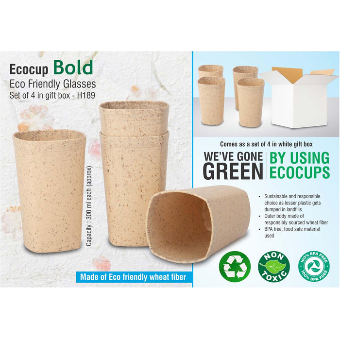 EcoCup Bold: Eco Friendly Glasses | Set of 4 in gift box  -  H 189