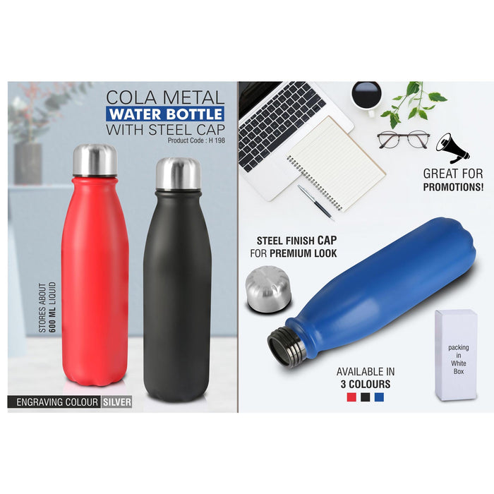 Cola Metal water bottle with steel cap (600 ml approx) -  H 198
