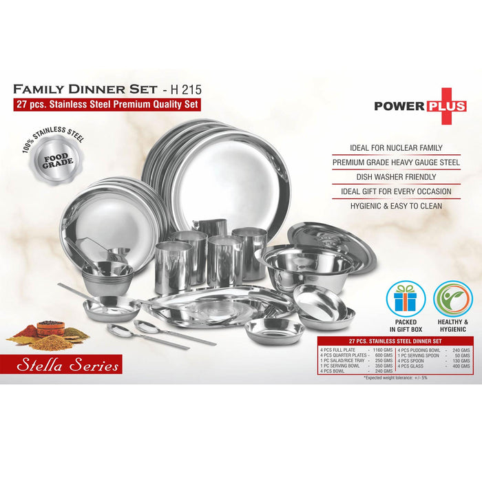 Family Dinner Set: 27 pc Stainless Steel Premium Quality set  -  H 215