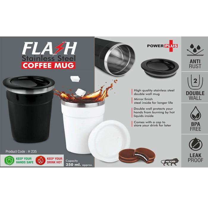 Flash: Stainless Steel Coffee mug | 4 panel design | Leakproof | Capacity 350ml approx -  H 235