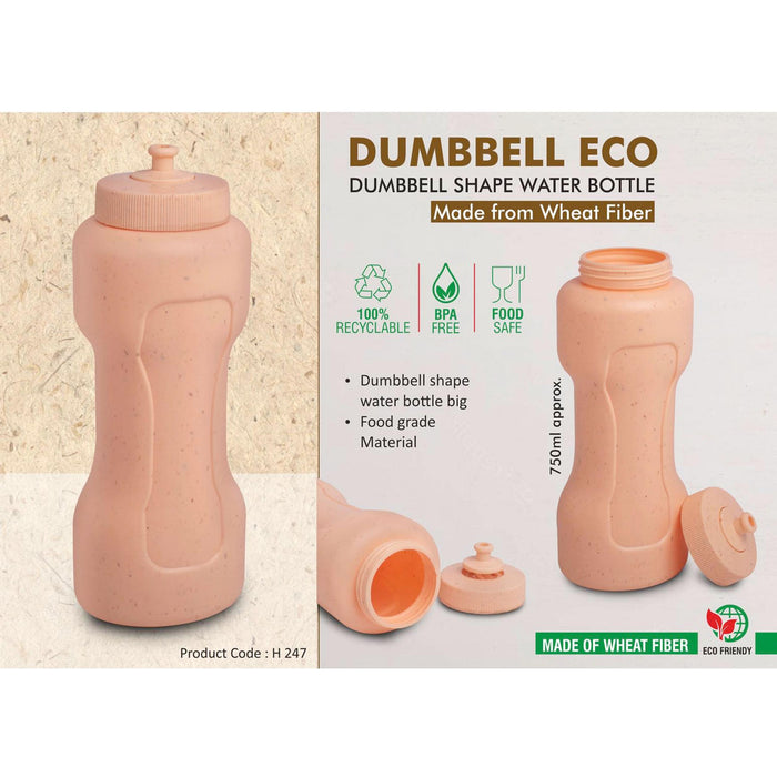 Dumbbell Eco 750: Dumbbell shape water bottle | Made from Wheat Fiber | 100% recyclable | 750ml approx -  H 247