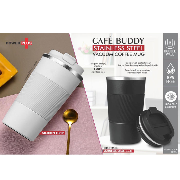 Cafe Buddy: Stainless Steel Vacuum coffee mug with Silicon Grip | Premium Flip top locking cap | Capacity 510ml approx -  H 274