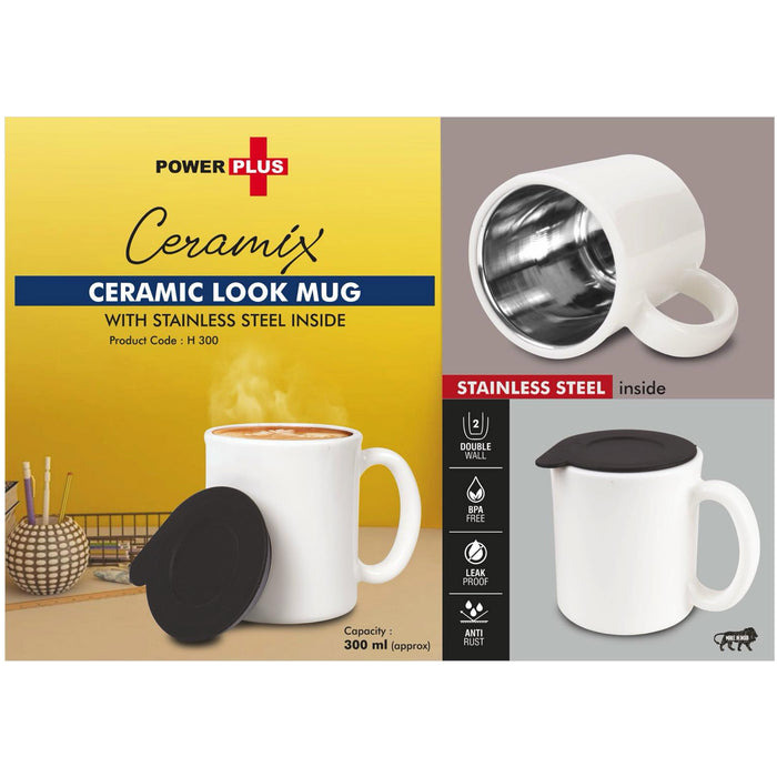 Power Plus - Ceramic Look Mug With stainless Steel Inside H 300