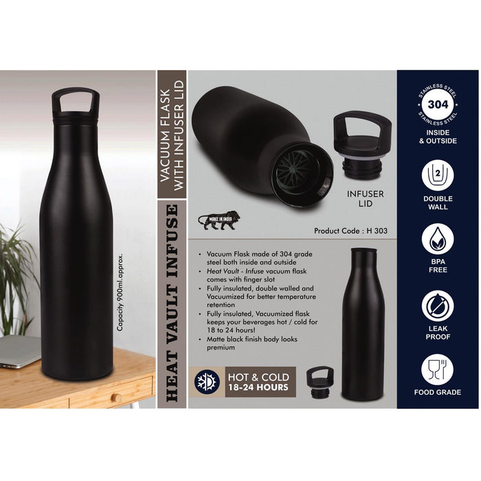 Power Plus - Heat Vault Infuse 900 ml Vacuum Flask With Infuser Lid H 303