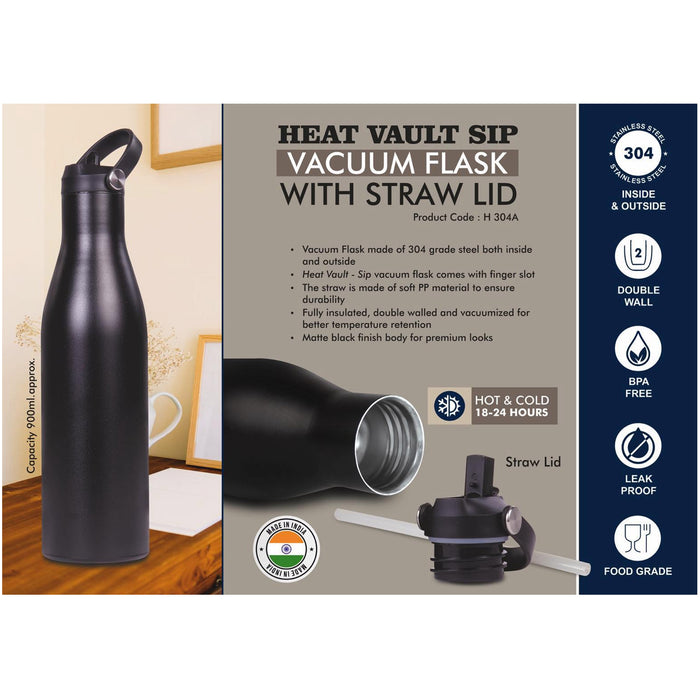 Power Plus - Heat Vault Sip 900 ml Vacuum Flask With Straw Lid H 304 A