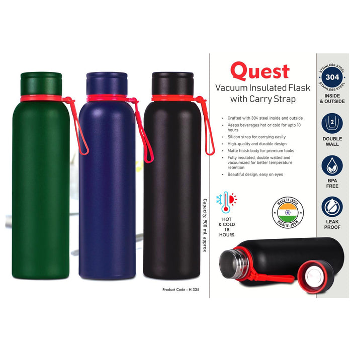 Power Plus - Quest Vacuum Insulated Flask With Carry Strap H 335