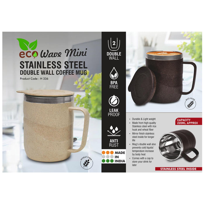 Power Plus - Eco Wave Mini Stainless Steel Double Wall Coffee Mug H 336