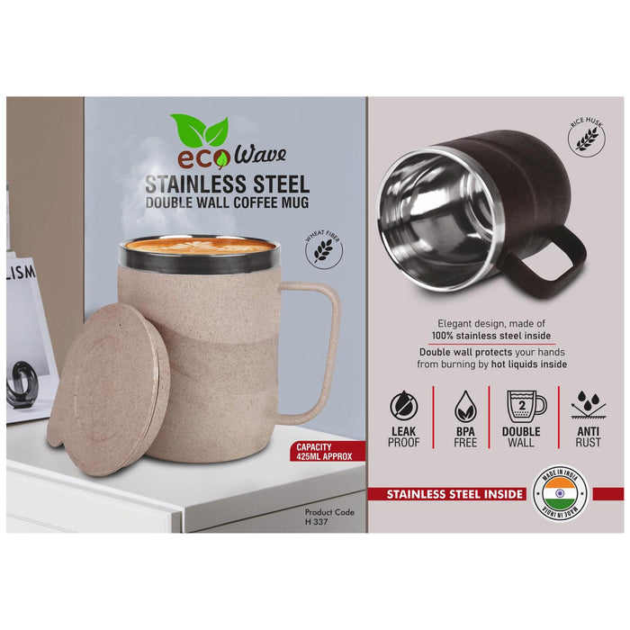 Power Plus - Eco Wave  Stainless Steel Double Wall Coffee Mug H 337