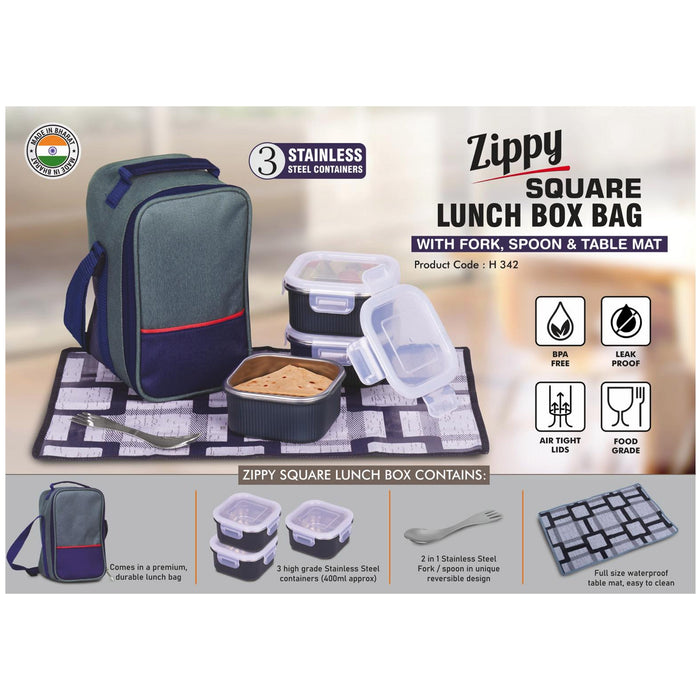 Power Plus - Zippy Square Lunch Box H 342