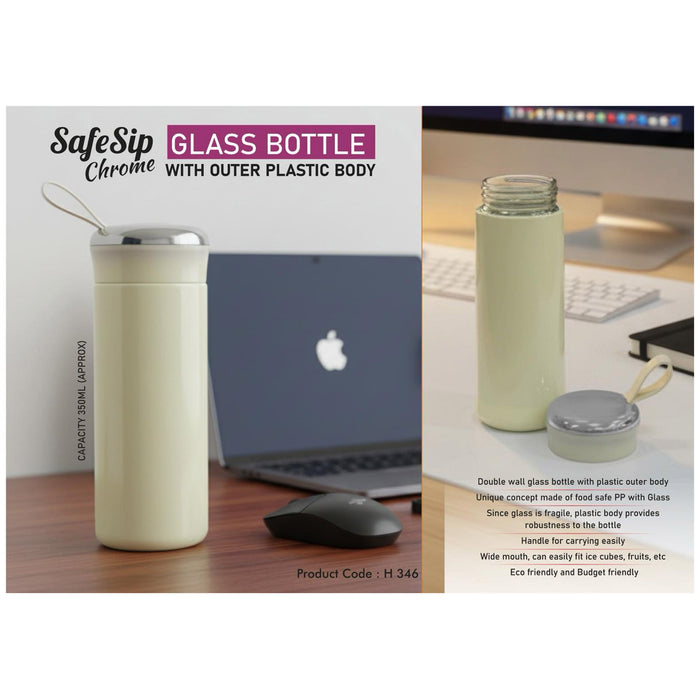 Power Plus - Safe Sip Chrome  Glass Bottle H 346