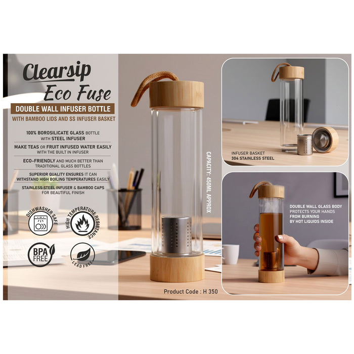 Power Plus - Clear sip Eco Fuse Infuser Bottle   H 350