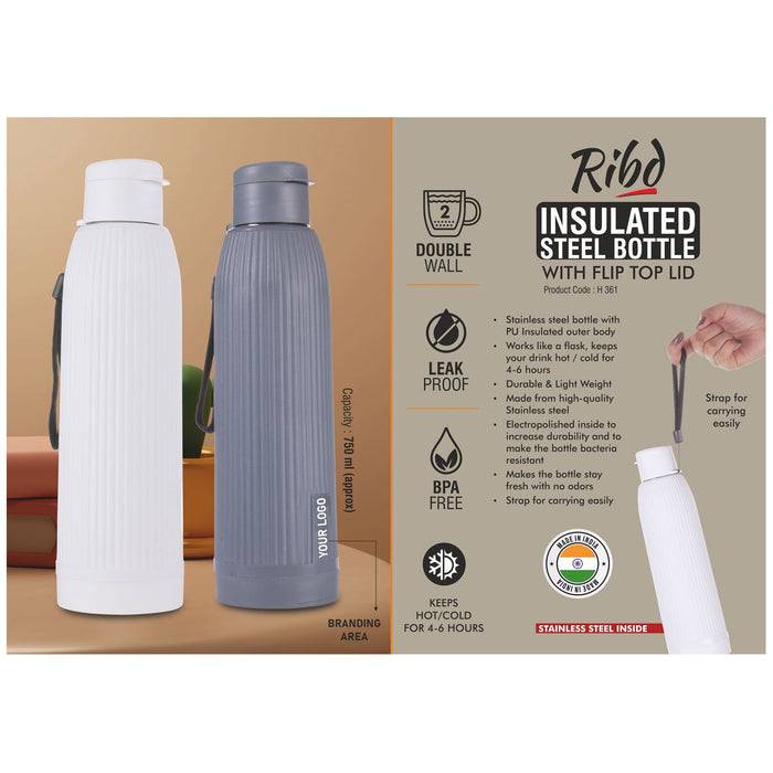Power Plus - Ribd Insulated Steel Bottle H 361