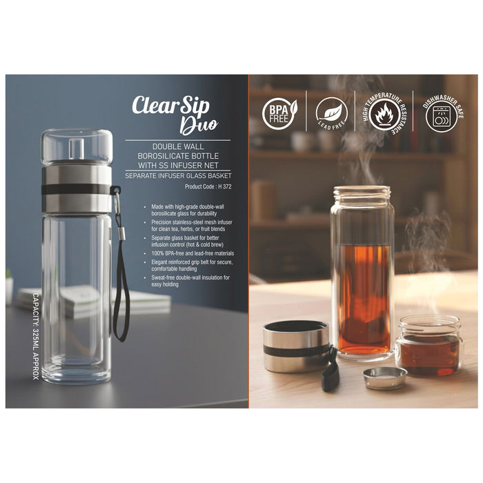 Power Plus - Clear Sip Duo Borosilicate Bottle H 372