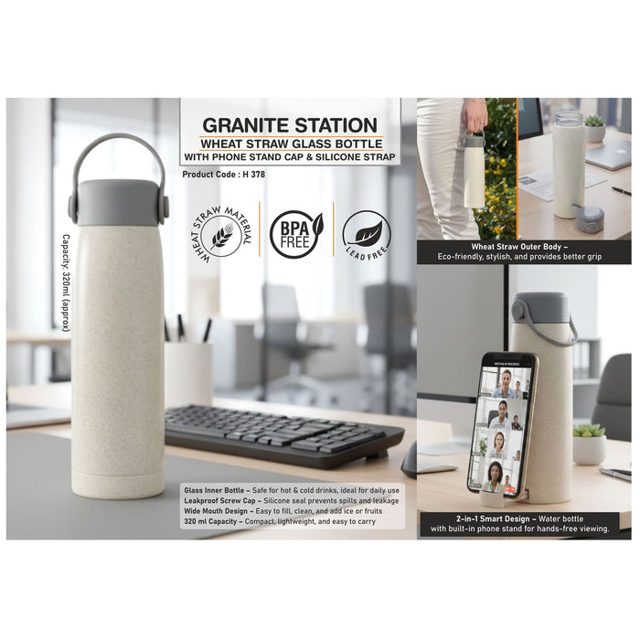 Power Plus - Granite Station Wheat Straw Glass Bottle H 378