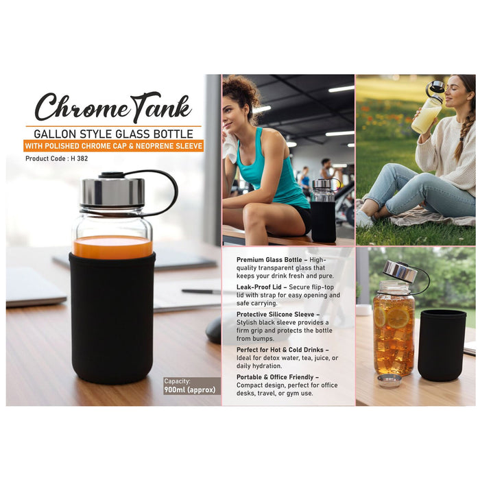Power Plus - Chrome Tank Gallon Style Glass Bottle H 382