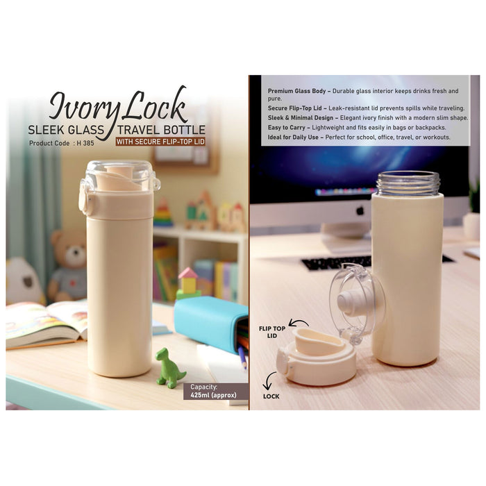 Power Plus - Ivory Lock Sleek Glass Travel Bottle H 385