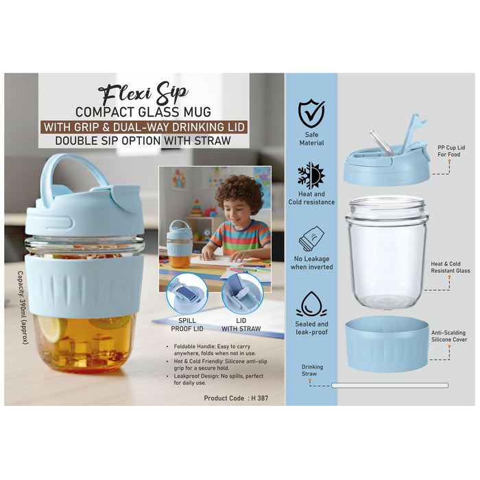 Power Plus - Flexi Sip Compact Glass Mug H 387