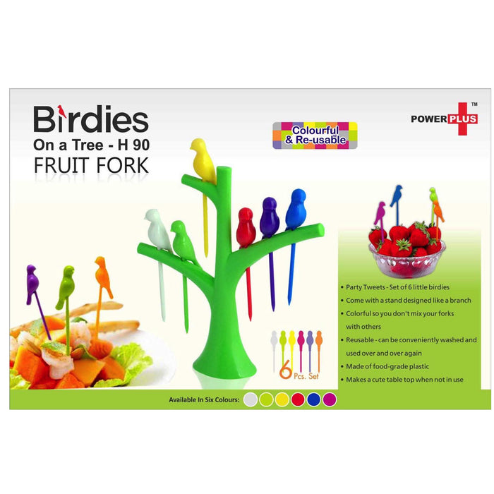 Birdies on a tree fruit fork set - H 90