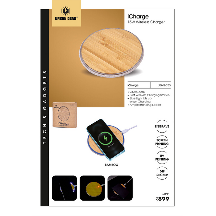 URBAN GEAR - iCharge - 15W Wireless Charger  - UG-GC33