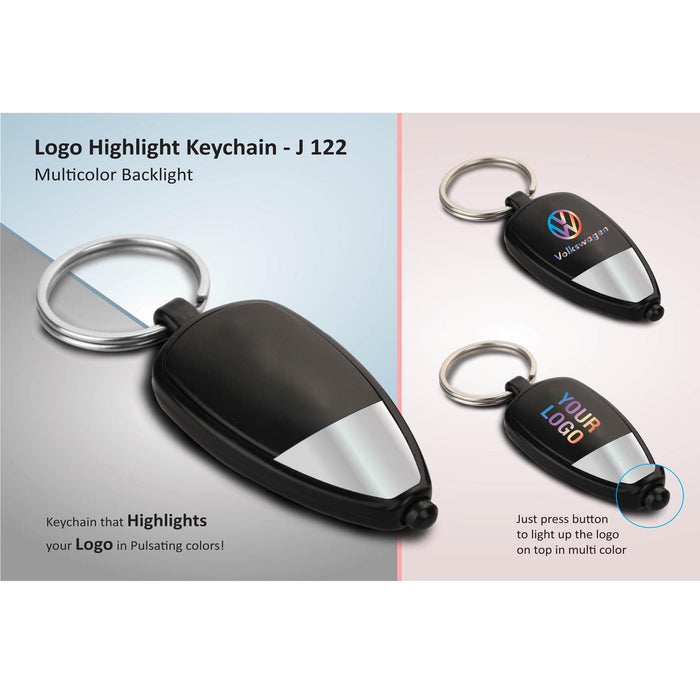 Two tone Logo highlight keychain (multicolor backlight) - J 122